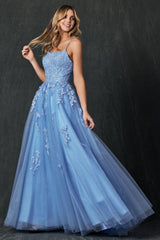 **Ethereal Floral AppliquÃ© Prom Ballgown: Captivating Beauty for Unforgettable Moments**