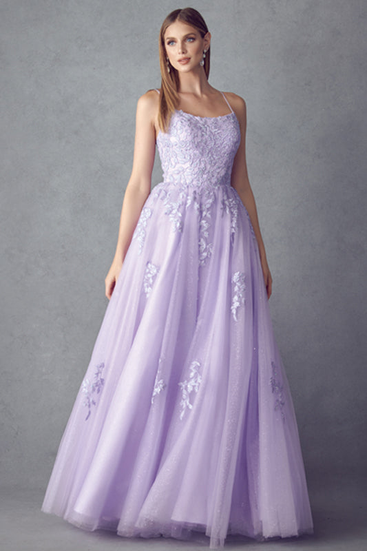 **Everlasting Elegance: Floral AppliquÃ© Tulle Prom Ballgown for Enchanting Moments**