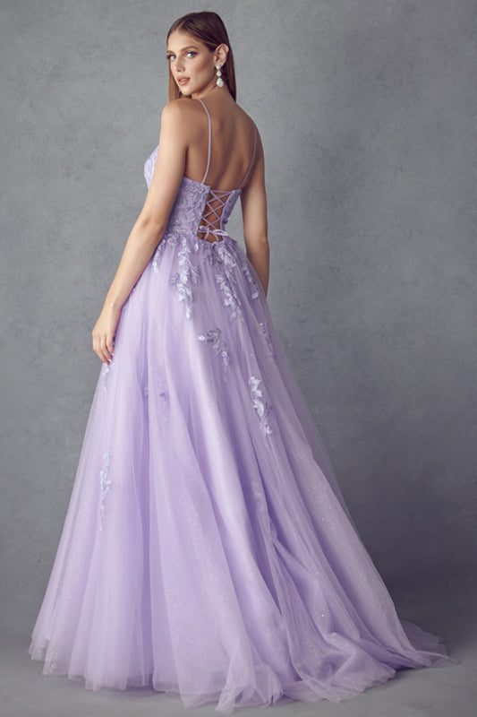 **Everlasting Elegance: Floral AppliquÃ© Tulle Prom Ballgown for Enchanting Moments**