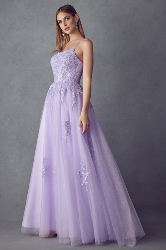 **Everlasting Elegance: Floral AppliquÃ© Tulle Prom Ballgown for Enchanting Moments**