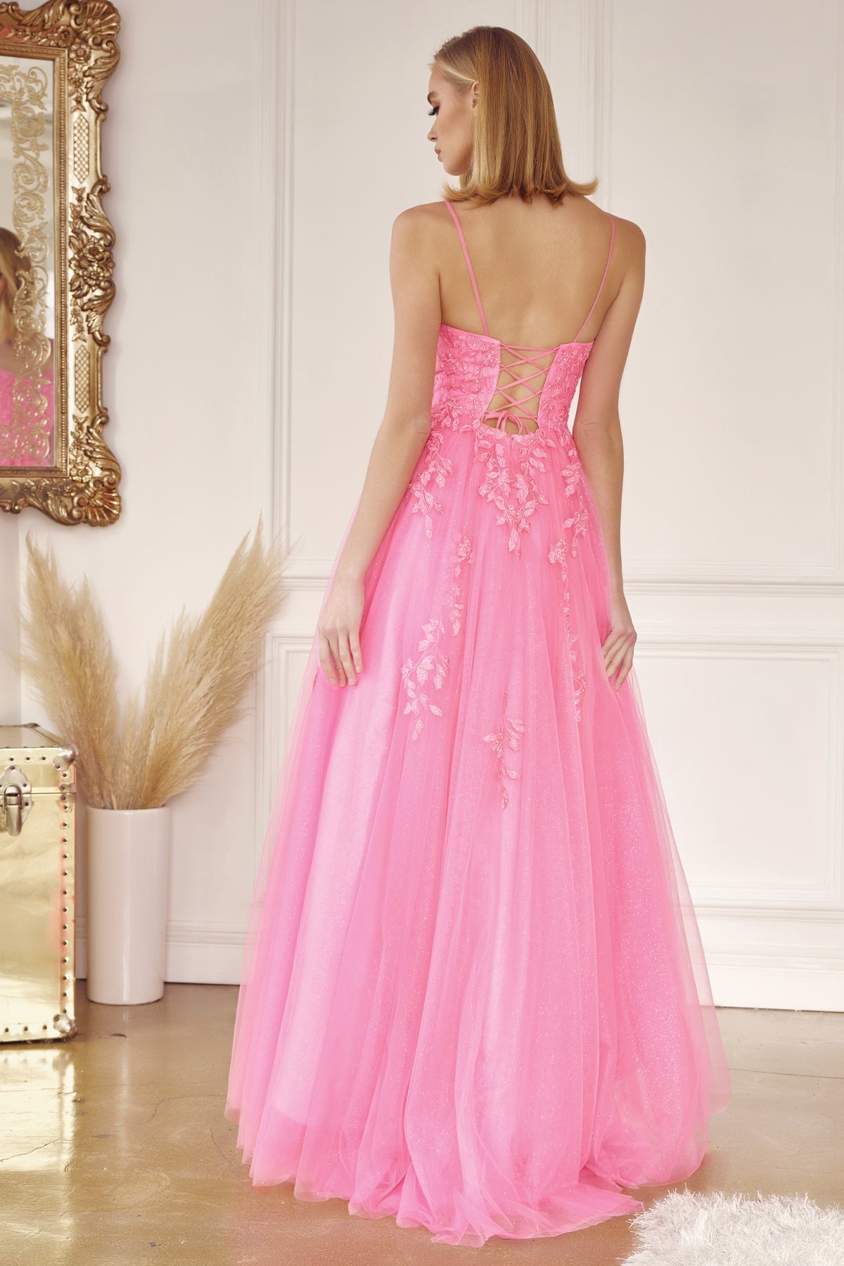 **Everlasting Elegance: Floral AppliquÃ© Tulle Prom Ballgown for Enchanting Moments**