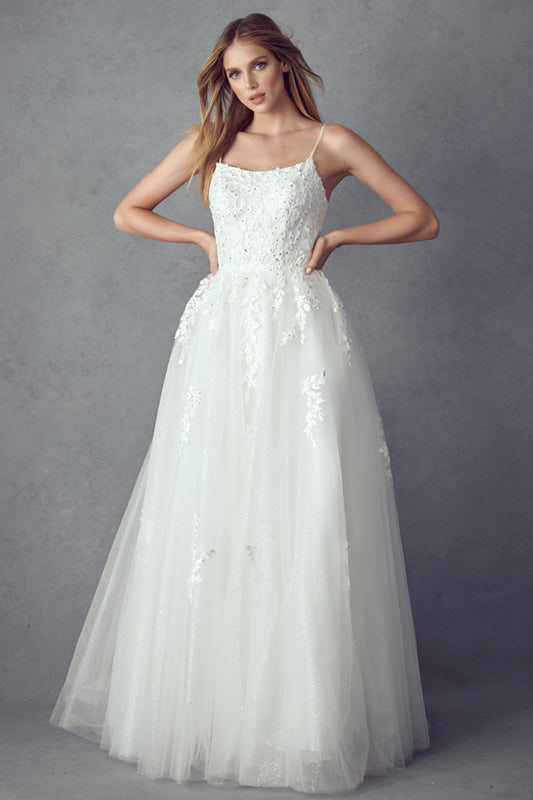 Enchanted Floral AppliquÃ© Tulle Prom Ballgown: Ethereal Beauty for Your Special Day