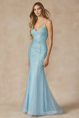 Shimmering Glamour: Captivating Glitter Mesh Evening Gown for Women