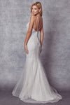 **Enchanted Elegance Shimmering Glitter Mesh Fitted Wedding Gown**
