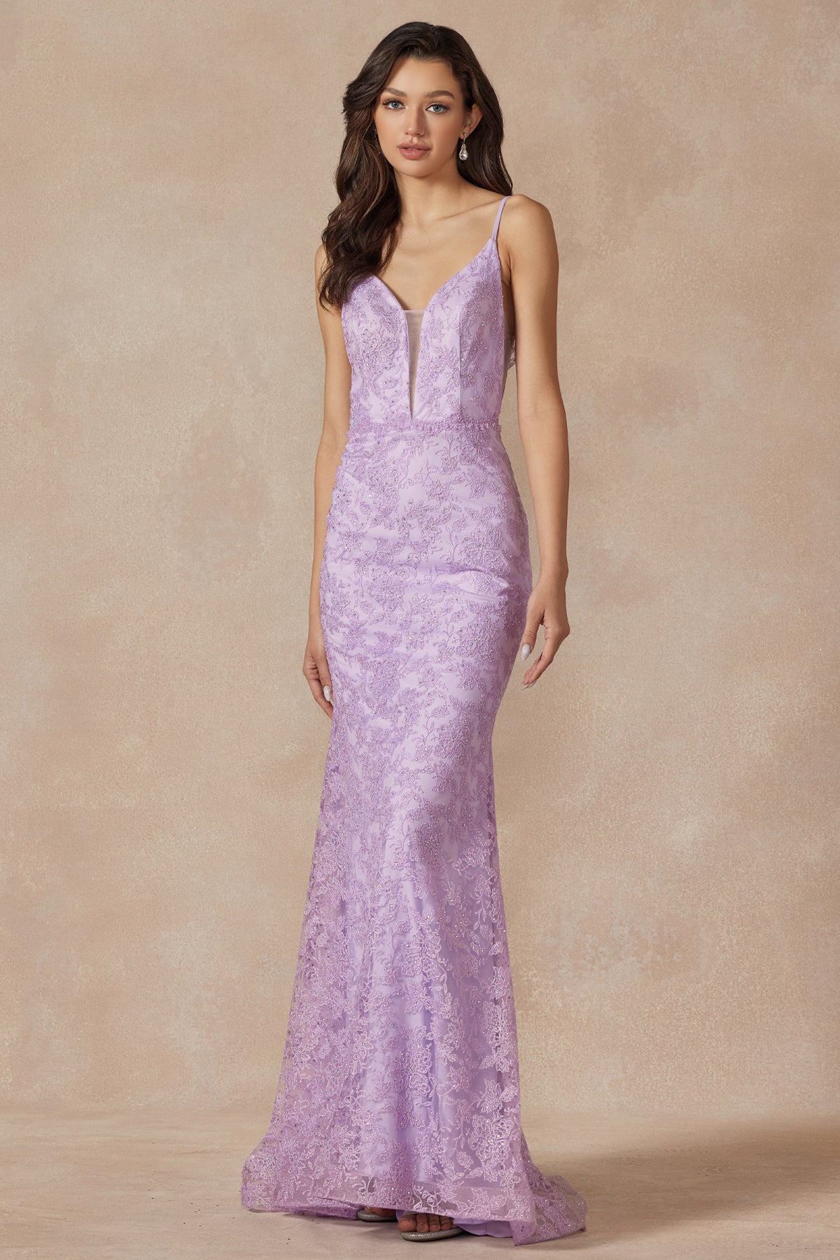 **Enchanting Embroidered Lace Prom Dress: Shimmering Elegance for Your Special Night**