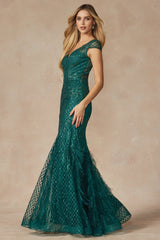 Enchanting Eve's Feather Skirt Embellished Prom Dress: Shimmering Glamour for Unforgettable Occasions