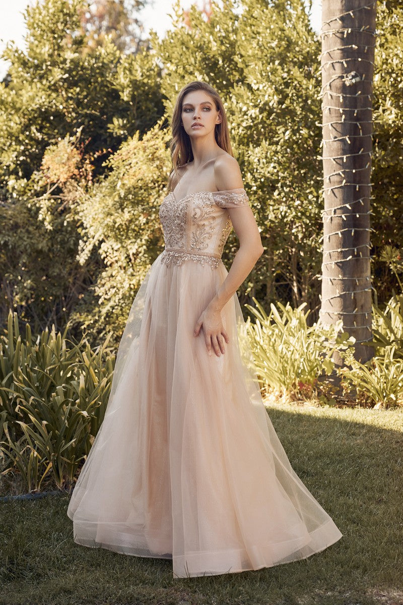 Enchanting Eve's Off-the-Shoulder Prom Dress: Shimmering Elegance for Unforgettable Occasions