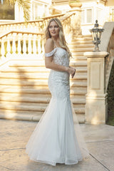 Enchanted Leaf Lace Embroidered Fitted Gown by Everlasting Elegance