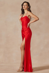 Divine Couture: The Epitome of Glamour in a Cowlneck Corset Prom Gown