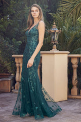 Ethereal Enchantment: Everlasting Elegance Prom Dress with Butterfly AppliquÃ©s