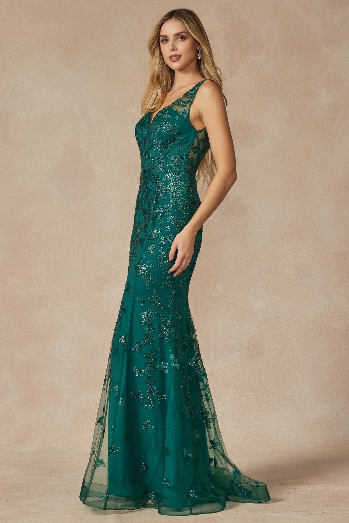 Ethereal Enchantment: Everlasting Elegance Prom Dress with Butterfly AppliquÃ©s