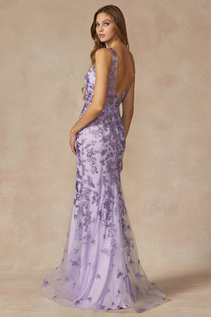 Ethereal Enchantment: Everlasting Elegance Prom Dress with Butterfly AppliquÃ©s