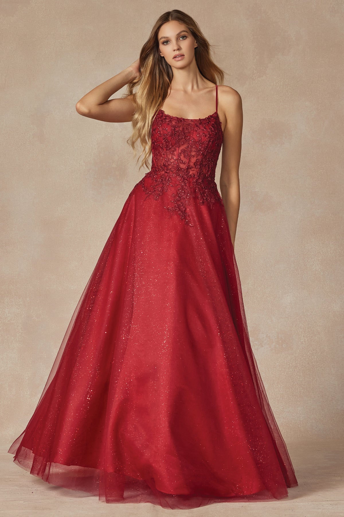 Enchanting Lace Gown: Corset Bodice, Flowing Skirt, and Built-in Bra