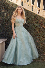 Enchanting Laceleaf Prom Gown: Intricate Lace and Flowing Elegance