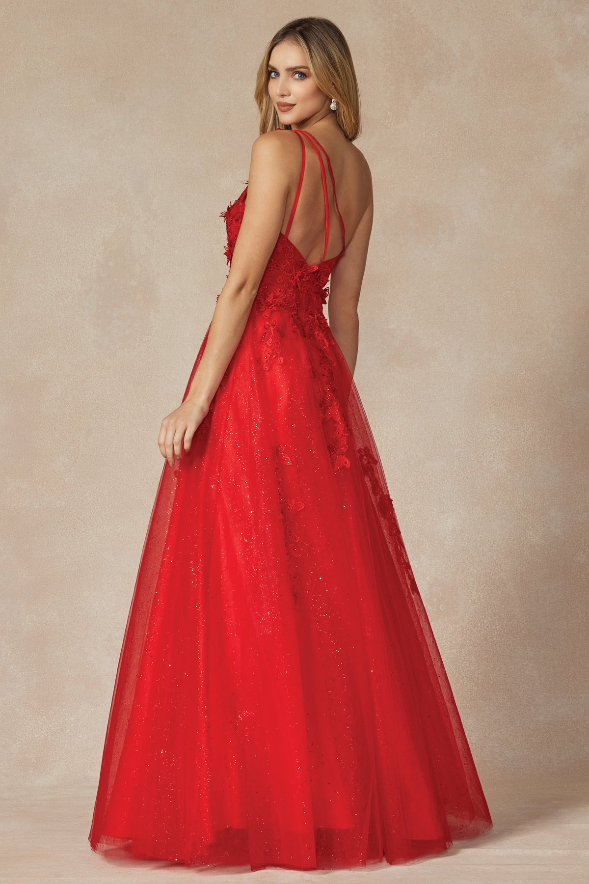 Enchanting Eve: Captivating One-Shoulder Prom Gown with 3D Floral Embellishments (A12345)