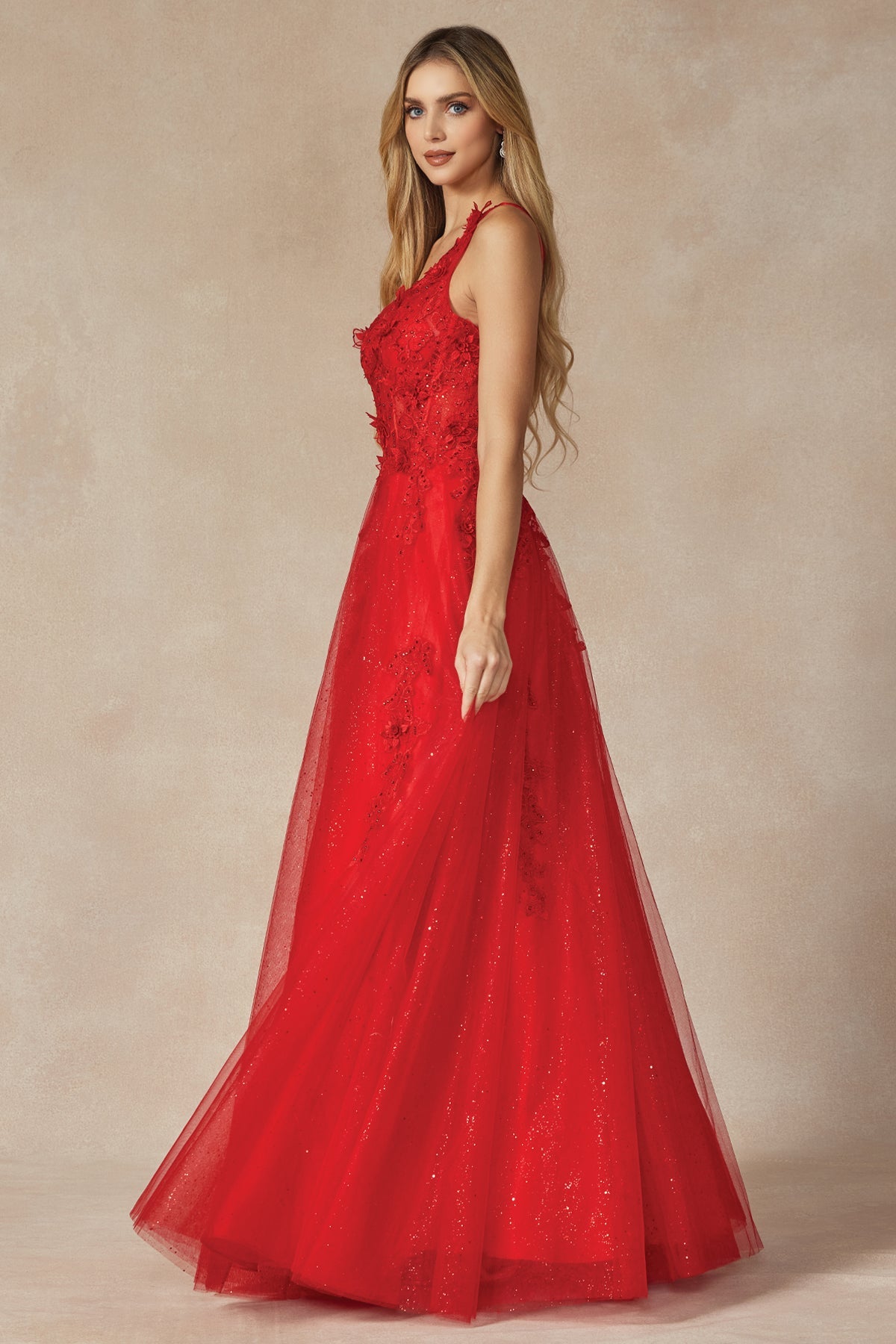 Everlasting Elegance: Captivating One-Shoulder Prom Gown with Intricate Floral Embellishments