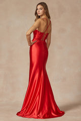 Deep Villusion's V-Neck Ruch Skirt Gown: Sophisticated Elegance for Every Occasion