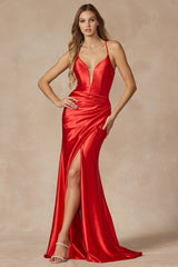 Deep Villusion's V-Neck Ruch Skirt Gown: Sophisticated Elegance for Every Occasion