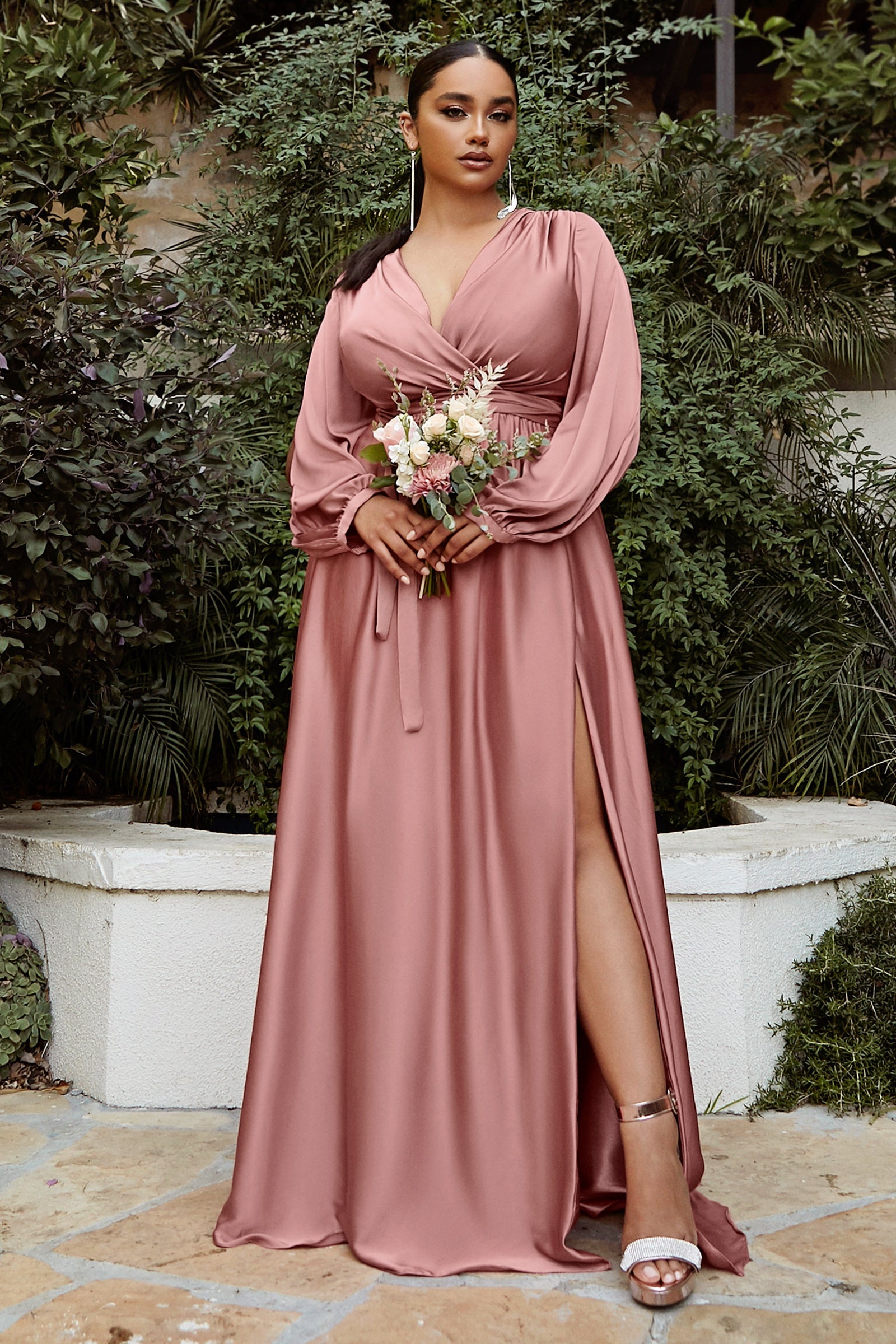 Cinderella Divine: Embrace Timeless Elegance with the 7475C Plus Size Satin Dress