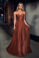 Enchanting Elegance: Cinderella Divine's Strapless A-Line Gown for Unforgettable Occasions