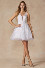 Enchanting Leaf-Lace Embroidered Babydoll Dress by Seraphina Couture