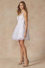 Enchanting Leaf-Lace Embroidered Babydoll Dress by Seraphina Couture