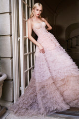 **Enchanting Tulle Cascade: A Statement Gown for Unforgettable Occasions**