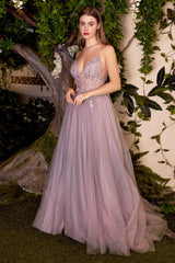 **Enchanting Allure: Embellished V-Neck Gown for Unforgettable Occasions**