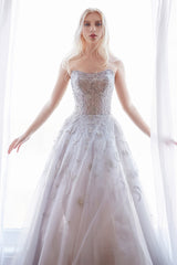 **Celestial Glamour: Enchanting Strapless Gown for Unforgettable Occasions**