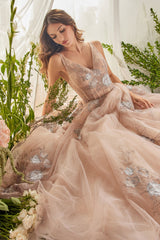 **Enchanted Elegance: Celestial Goddess Tulle A-Line Gown for Divine Allure**