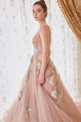 **Enchanted Elegance: Celestial Goddess Tulle A-Line Gown for Divine Allure**