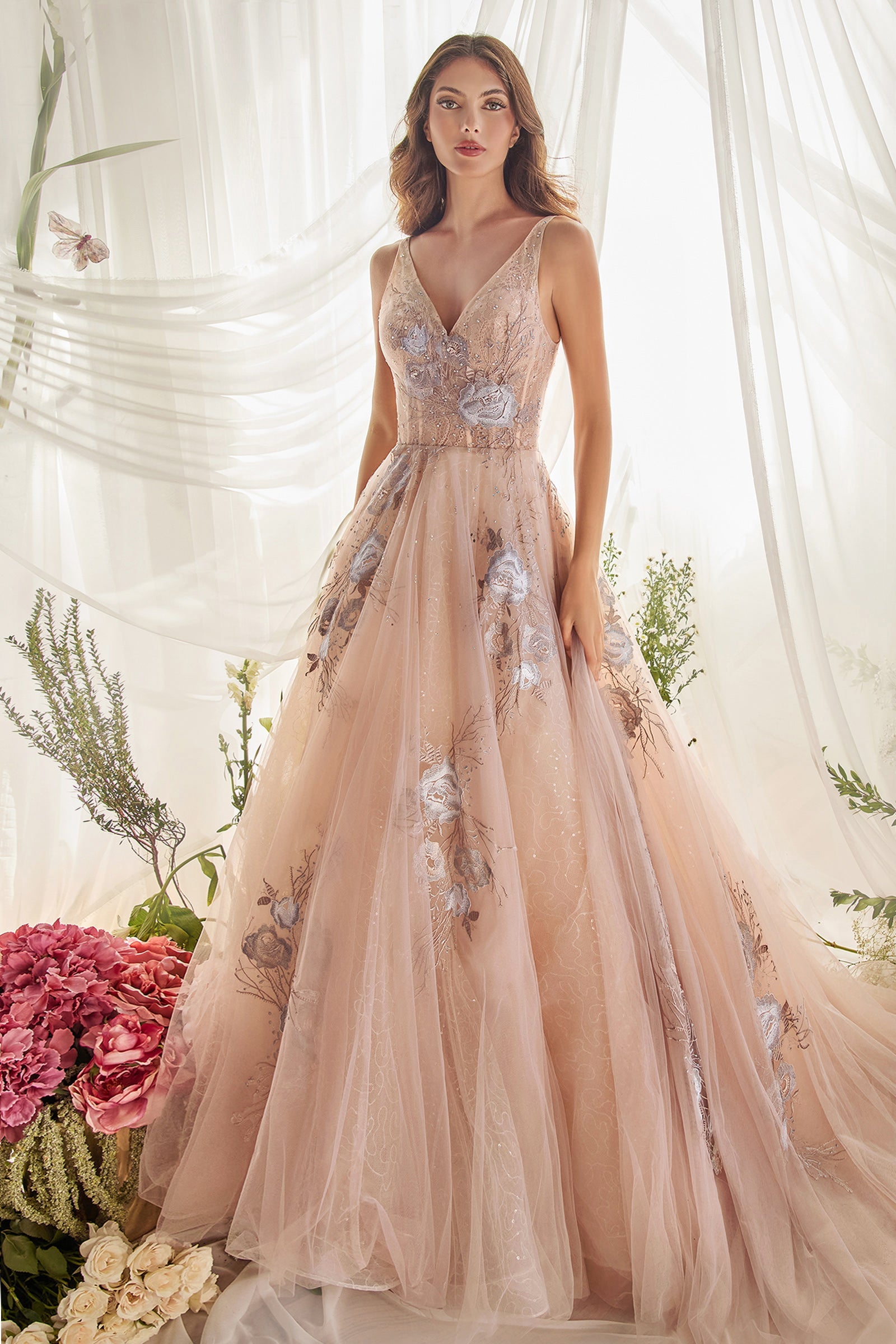 **Celestial Enchantress: Ethereal Tulle Aline Gown for Divine Allure**