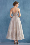 Enchanted Attire: Bird-Embroidered V-Neck A-Line Gown for Special Occasions