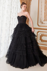 **Enchanting Strapless Ballgown for Regal Occasions**