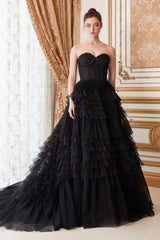 **Enchanting Strapless Ballgown for Regal Occasions**