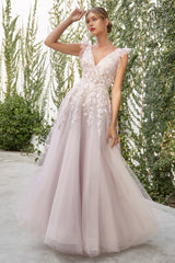 Ethereal Elegance: Allure Couture's V-Neck Tulle Gown for Unforgettable Moments
