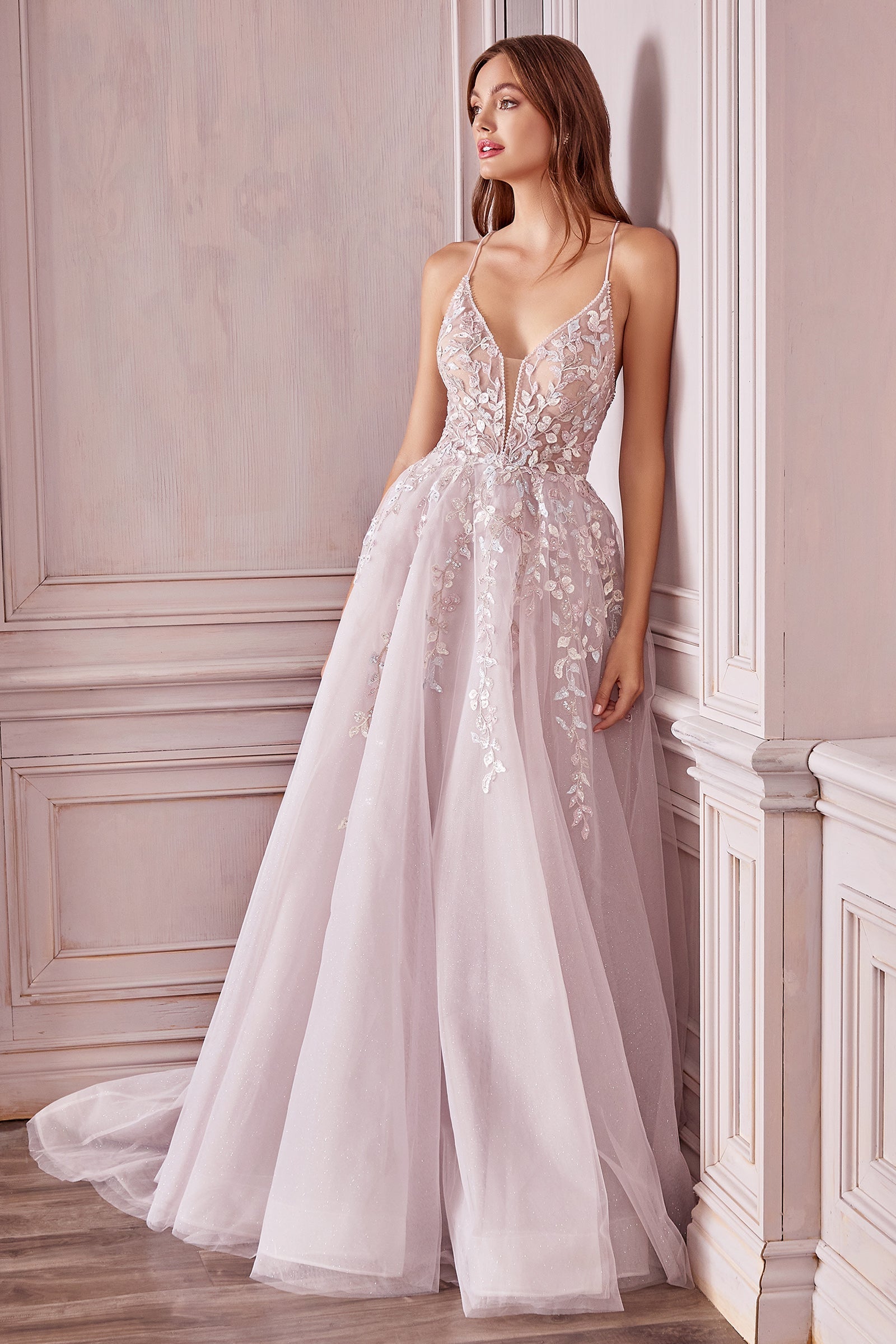 **Enchanting Princess V-Neck Gown: Shimmering Elegance for Every Occasion**