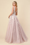 **Enchanting Elegance: Floral AppliquÃ© Ball Gown for Unforgettable Occasions**