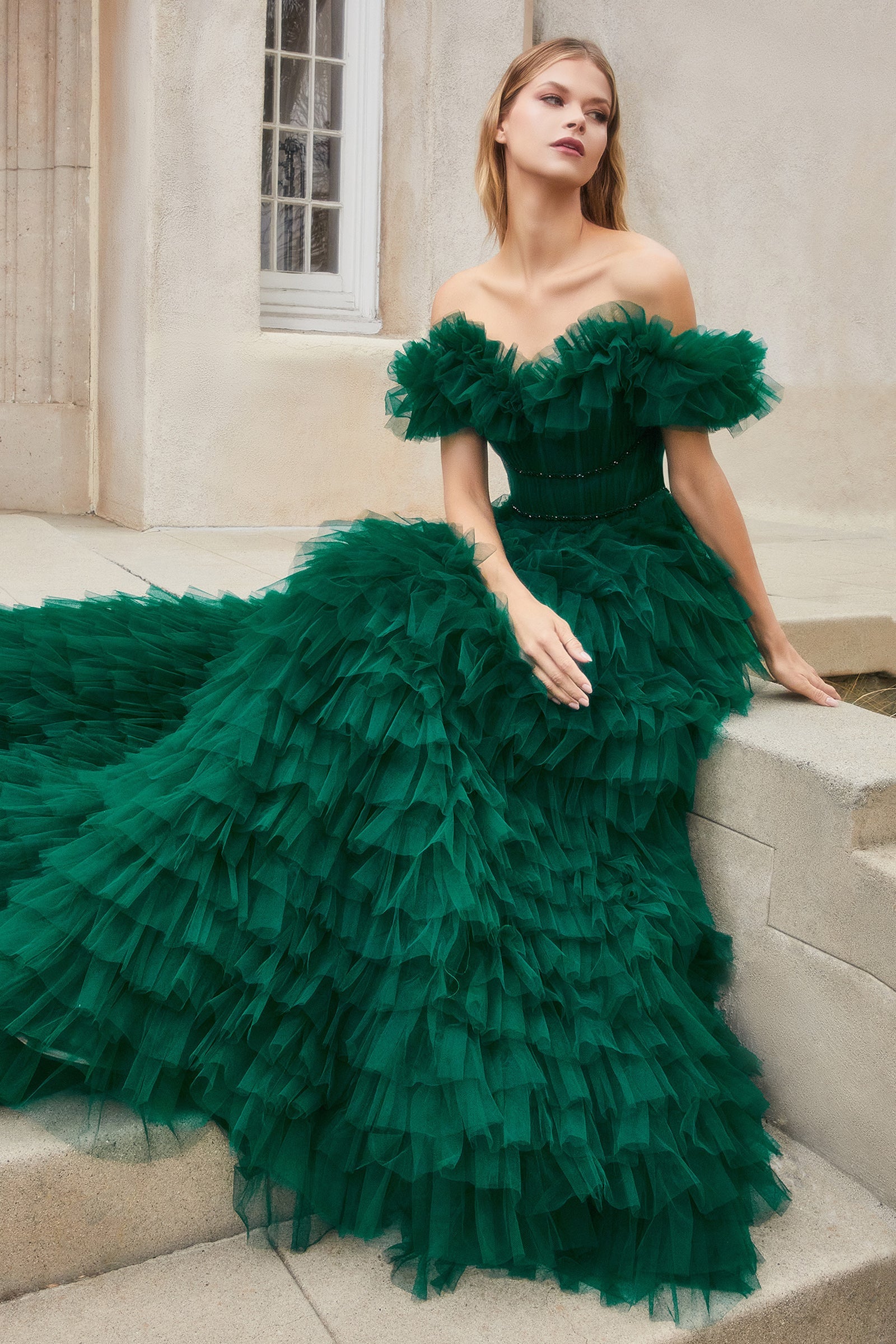 **Ethereal Elegance: Off-Shoulder Gown for Enchanting Occasions**