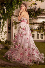 Enchanting Floral Rhapsody: Enchanted Dreams Strapless Sweetheart Gown