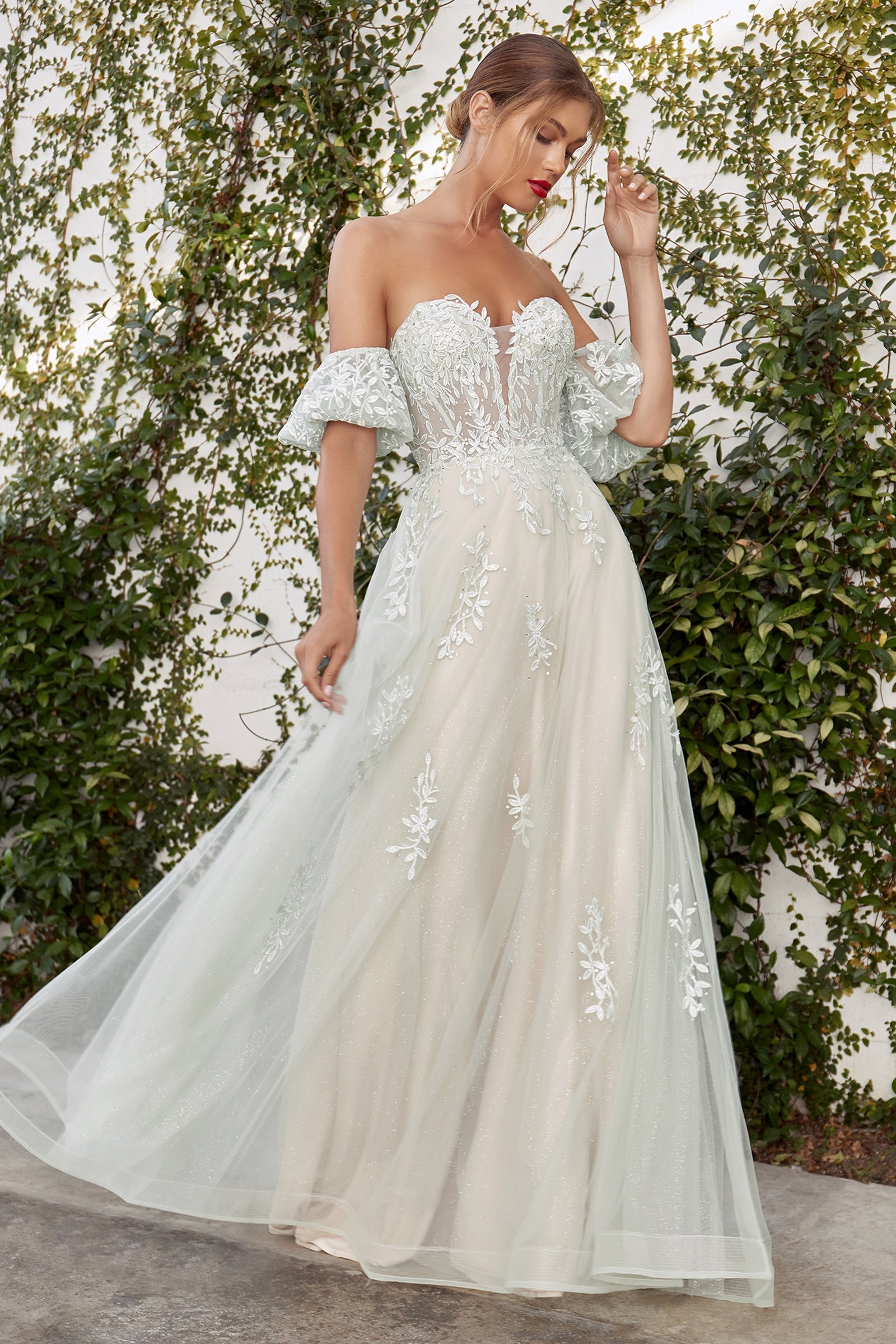 **Enchanted Grace: The Alluring Lace and Beadwork Gown**