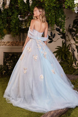 Enchanting Off-the-Shoulder Prom Dress with Detachable Sleeves and Sweep Train by [Brand Name]