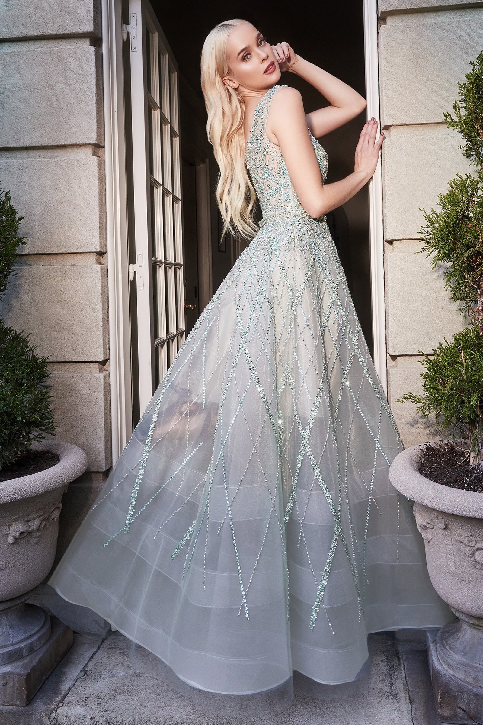 Ethereal Elegance: Shimmering Beaded Gown for Unforgettable Occasions