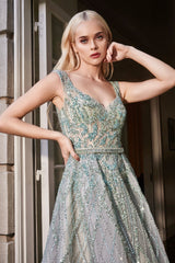 Enchanted Velvet: Embroidered Floor-Length Gown for Unforgettable Glamour
