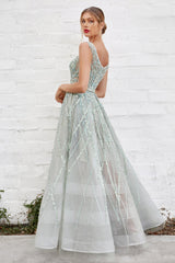 Divine Elegance: Shimmering Beadwork and Lattice-Adorned Gown for Unforgettable Occasions