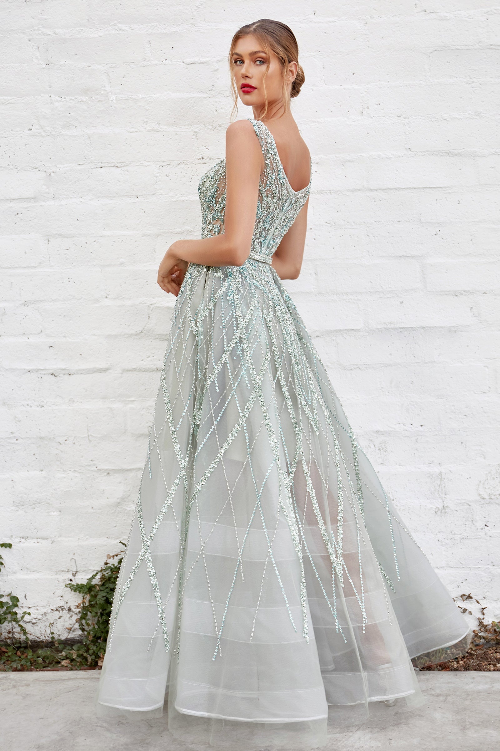 Enchanted Velvet: Embroidered Floor-Length Gown for Unforgettable Glamour