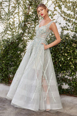 Enchanted Velvet: Embroidered Floor-Length Gown for Unforgettable Glamour