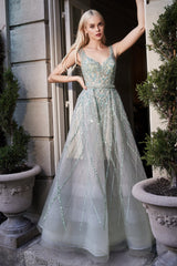 Enchanted Velvet: Embroidered Floor-Length Gown for Unforgettable Glamour