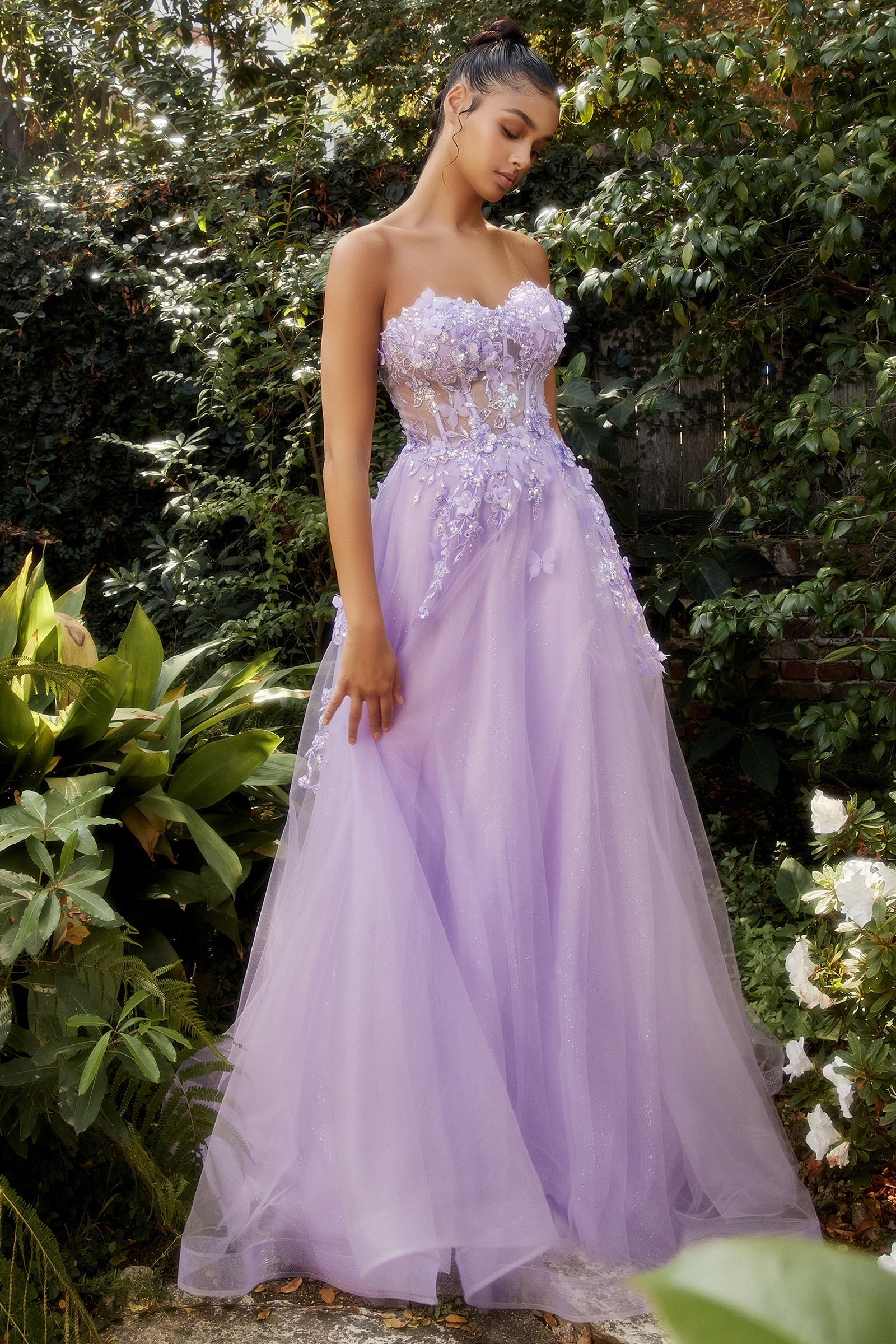 Enchanting Elegance: Embroidered Butterfly and Floral Ball Gown