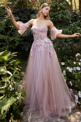 **Timeless Elegance: Embroidered Butterfly and Floral Ball Gown for Enchanting Occasions**